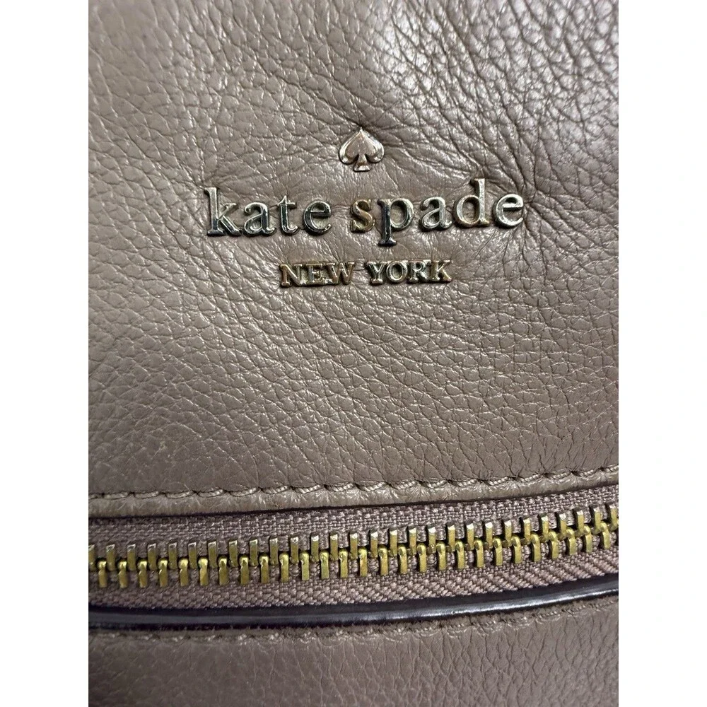 Kate Spade New York Brown Leather Crossbody Shoulder Bag Zip Purse Tote